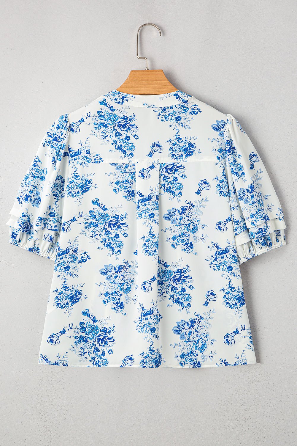 Floral Tiered Puff Sleeve Pleated Bust Buttoned Shirt - Rooted & Reckless Co.