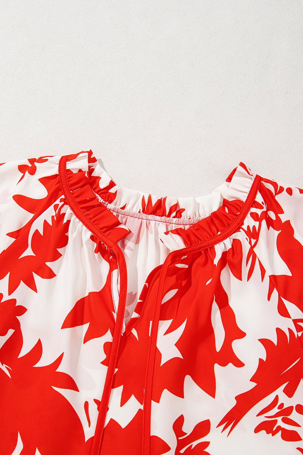 Floral Tiered Ruffle Sleeve V-Neck Blouse - Rooted & Reckless Co.