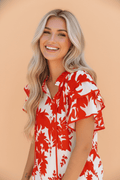 Floral Tiered Ruffle Sleeve V-Neck Blouse - Rooted & Reckless Co.