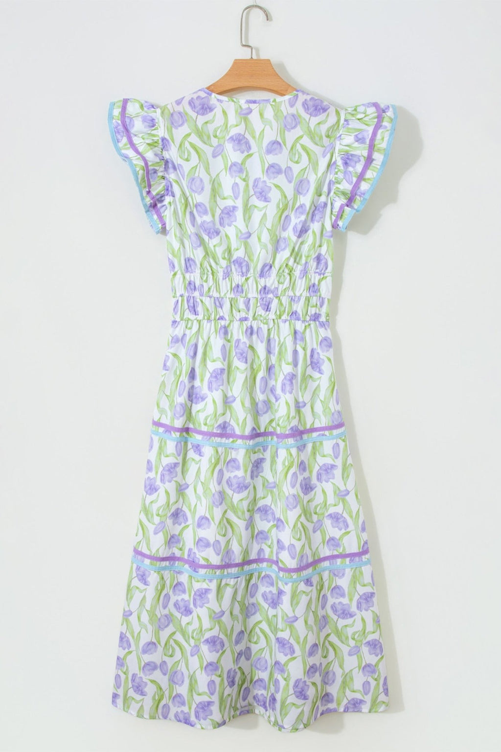 Floral Tulip Contrast Trim Midi Dress - Rooted & Reckless Co.