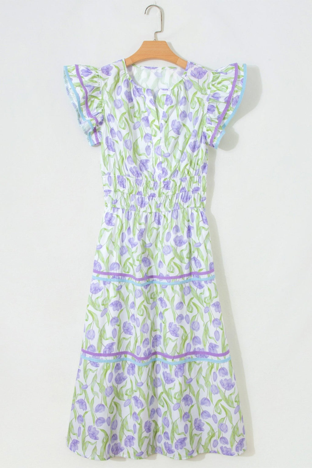 Floral Tulip Contrast Trim Midi Dress - Rooted & Reckless Co.
