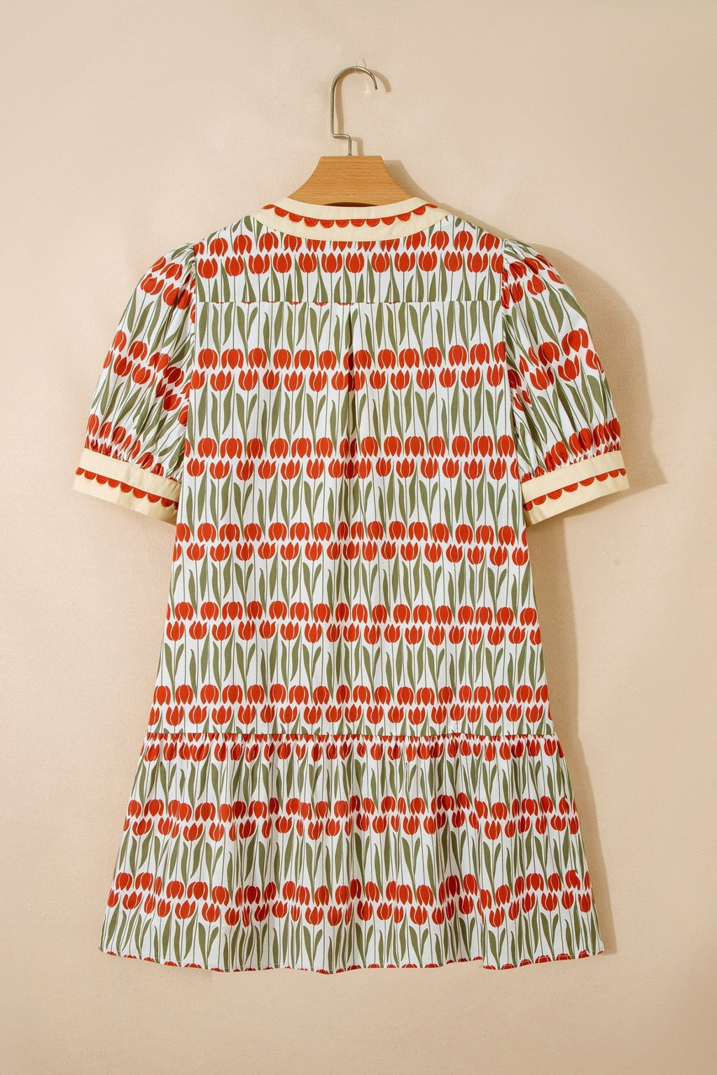 Floral Tulip Stripe Short Puff Sleeve Mini Dress - Rooted & Reckless Co.