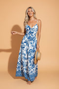 Floral Twisted Bust Spaghetti Strap Backless Maxi Dress - Rooted & Reckless Co.