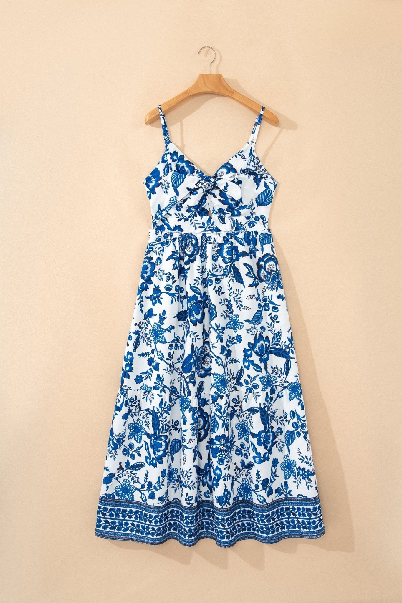 Floral Twisted Bust Spaghetti Strap Backless Maxi Dress - Rooted & Reckless Co.
