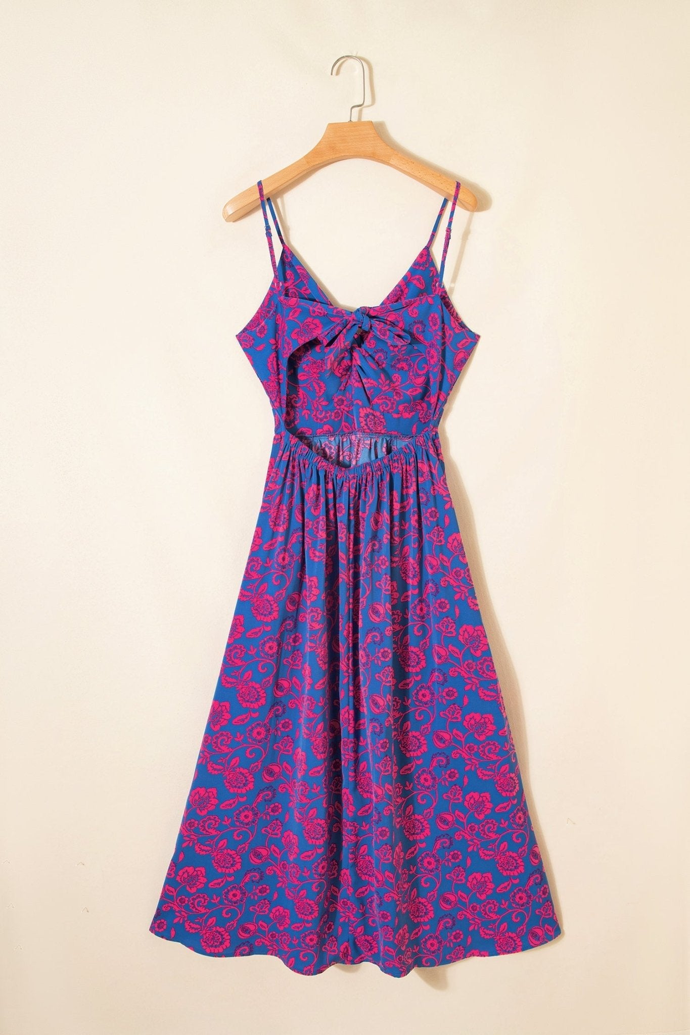 Floral Twisted V-Neck Tied Backless Maxi Dress - Rooted & Reckless Co.