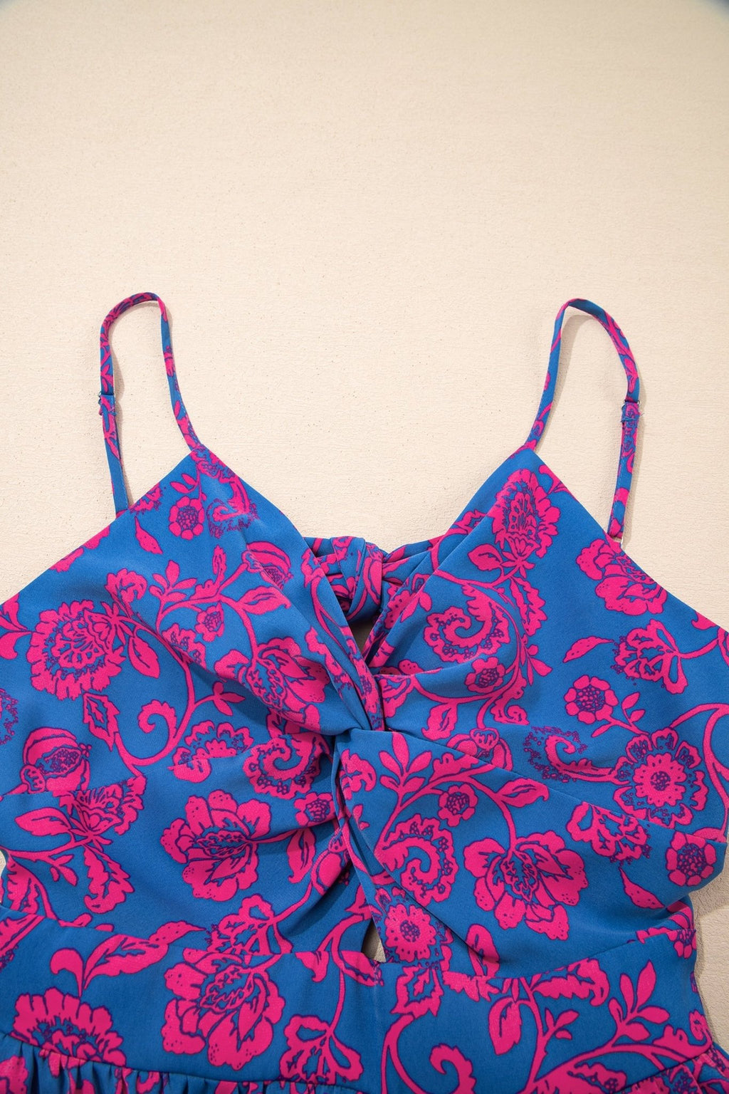 Floral Twisted V-Neck Tied Backless Maxi Dress - Rooted & Reckless Co.