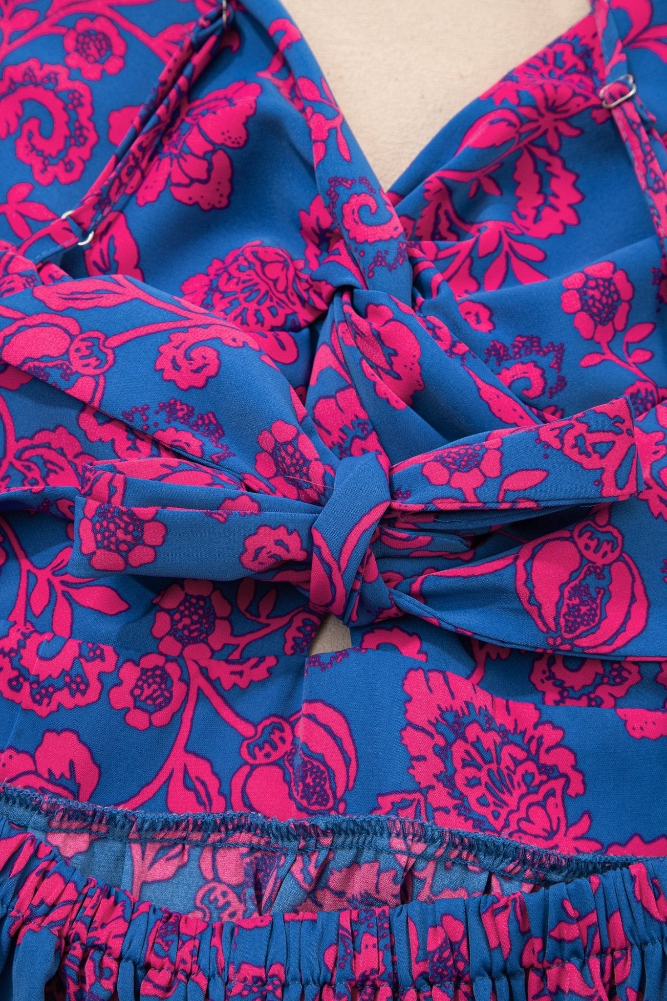 Floral Twisted V-Neck Tied Backless Maxi Dress - Rooted & Reckless Co.