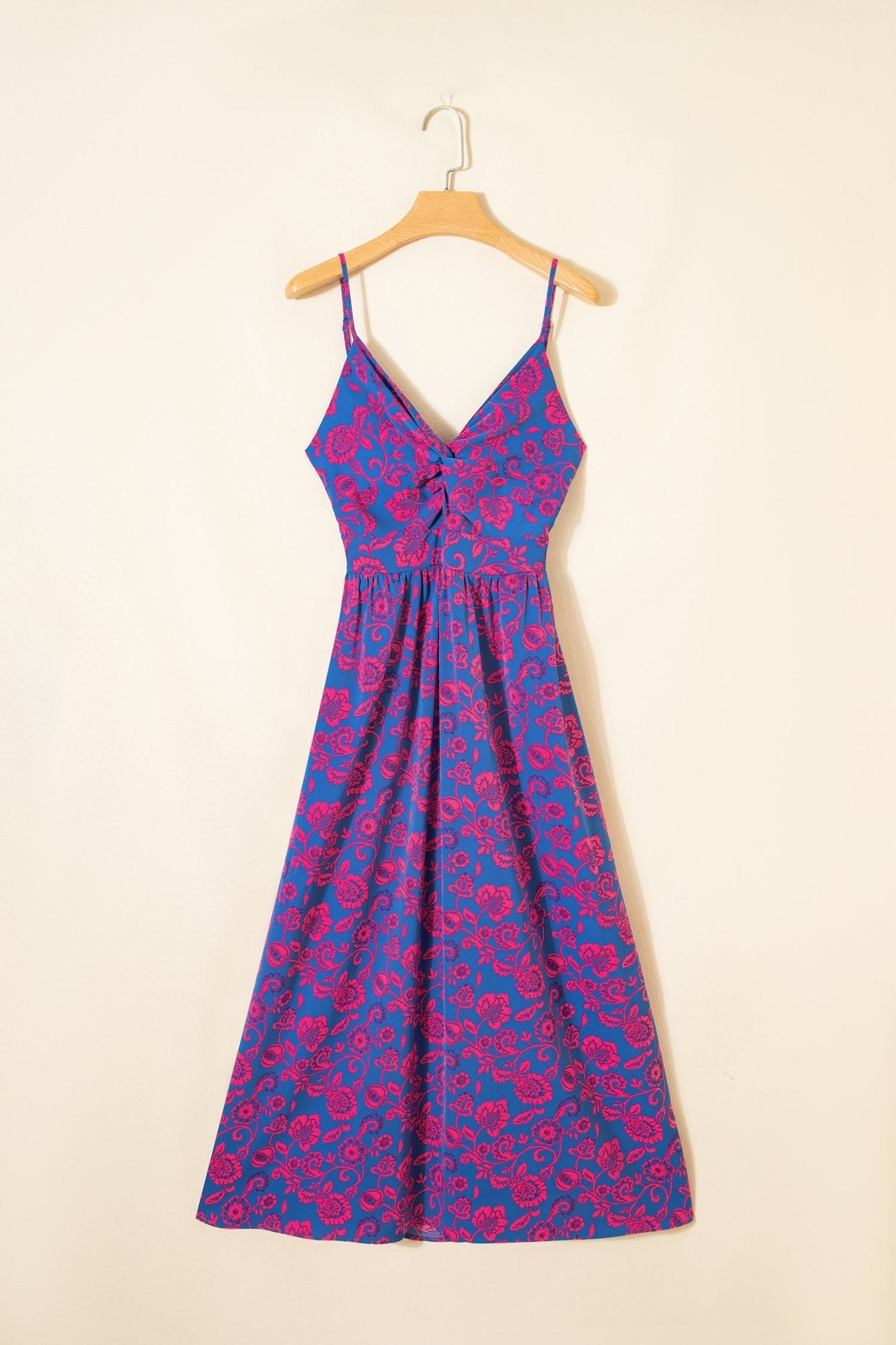 Floral Twisted V-Neck Tied Backless Maxi Dress - Rooted & Reckless Co.