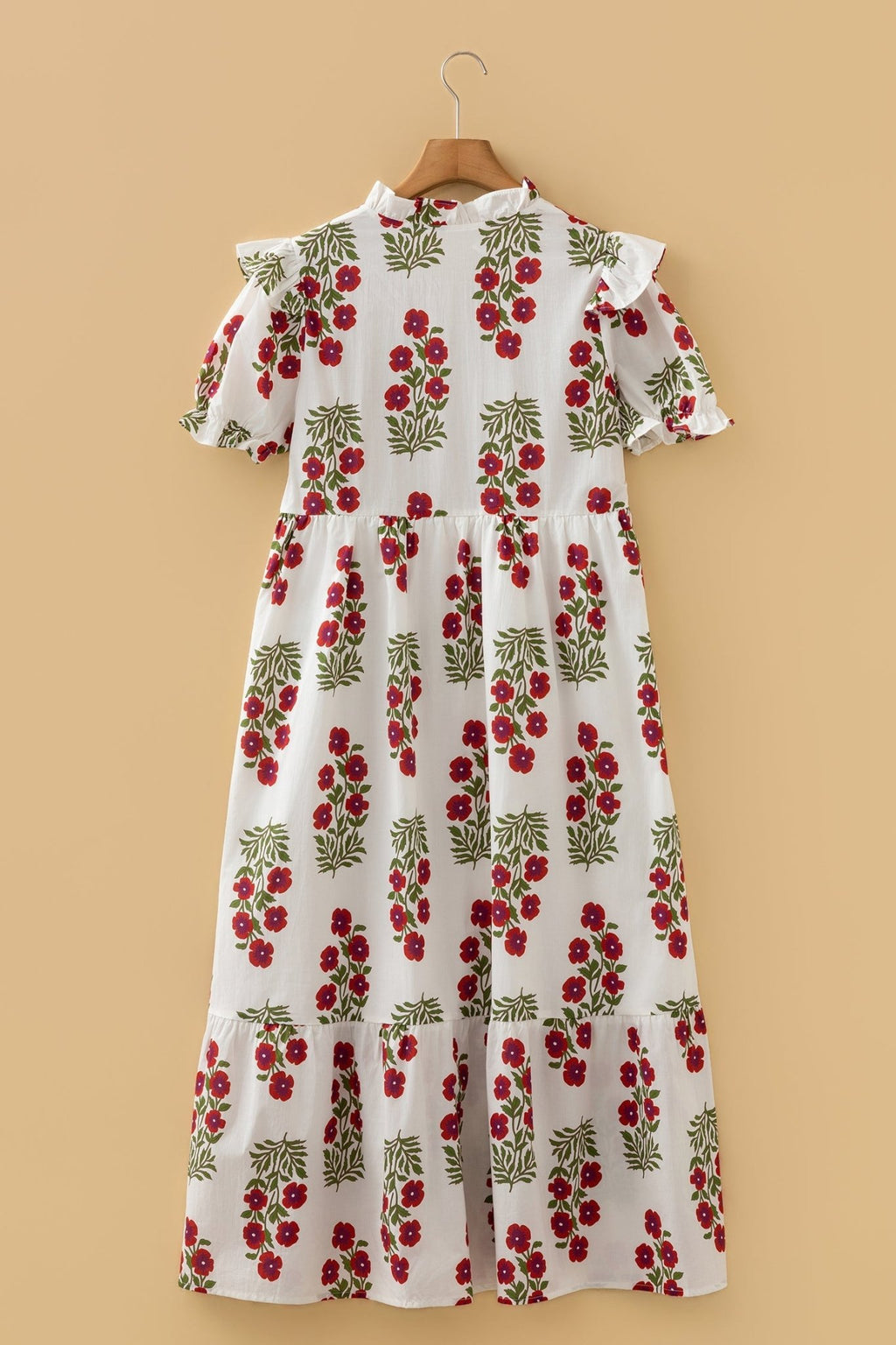 Floral V-Neck 3/4 Puff Sleeve Mini Dress - Rooted & Reckless Co.