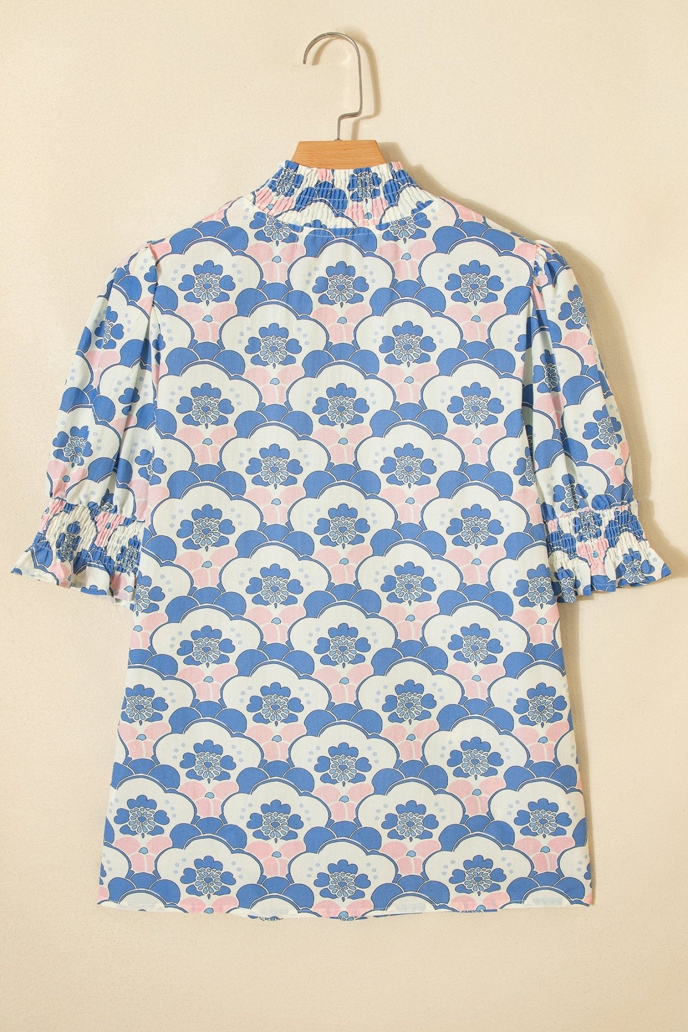 Floral V-Neck Flounced Short Sleeve Blouse - Rooted & Reckless Co.