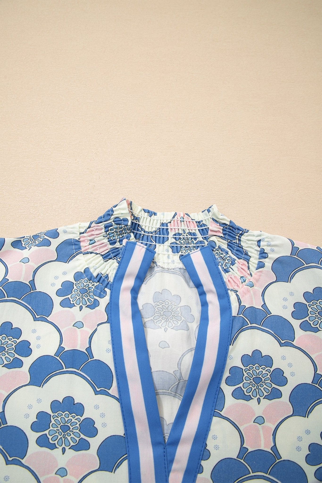 Floral V-Neck Flounced Short Sleeve Blouse - Rooted & Reckless Co.