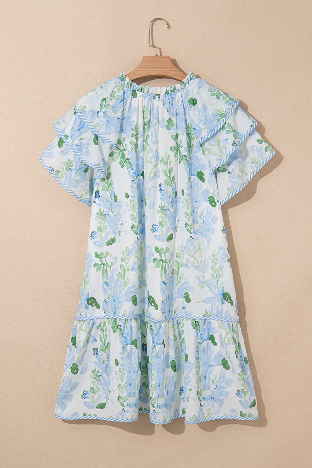 Floral V-Neck Layered Short Sleeve Mini Dress - Rooted & Reckless Co.