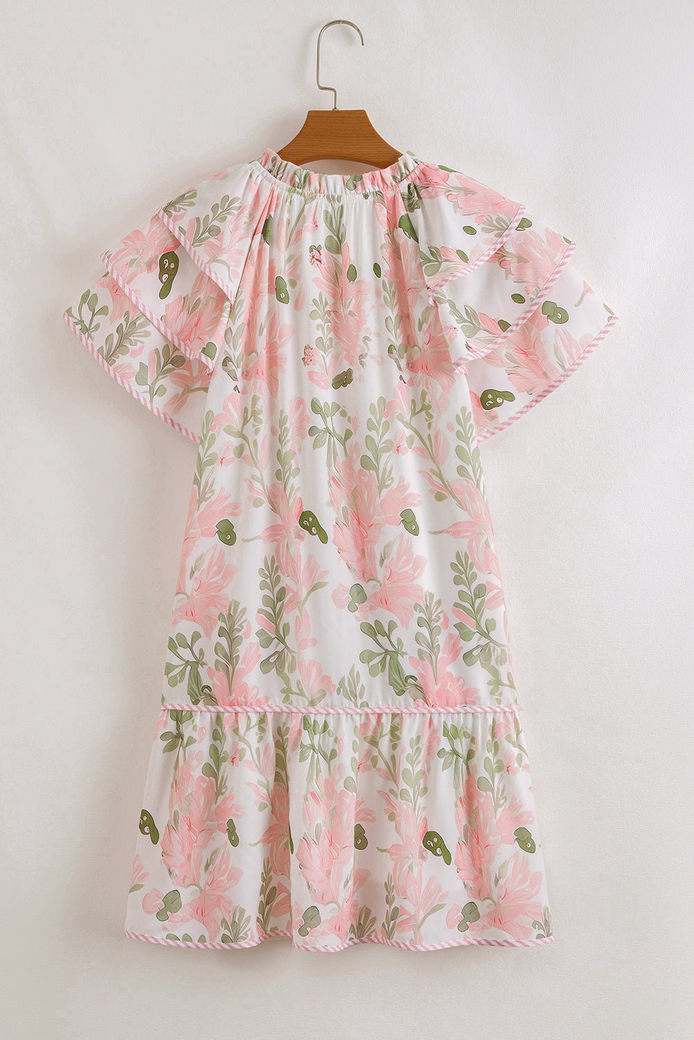 Floral V-Neck Layered Short Sleeve Mini Dress - Rooted & Reckless Co.