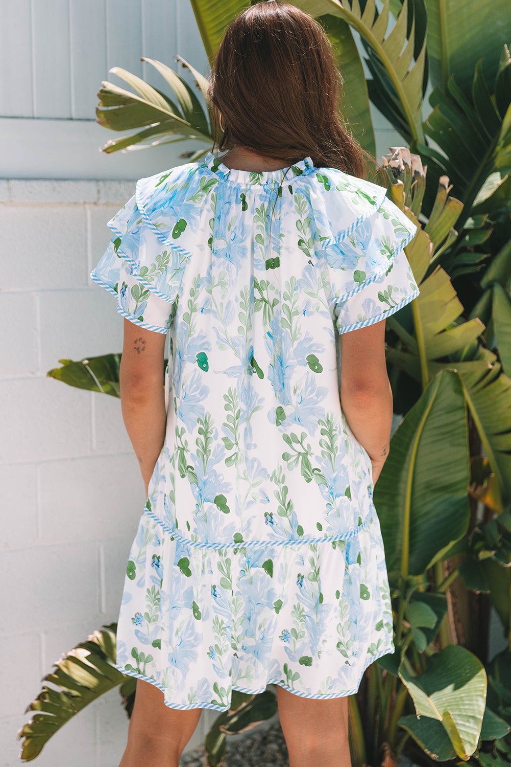 Floral V-Neck Layered Short Sleeve Mini Dress - Rooted & Reckless Co.