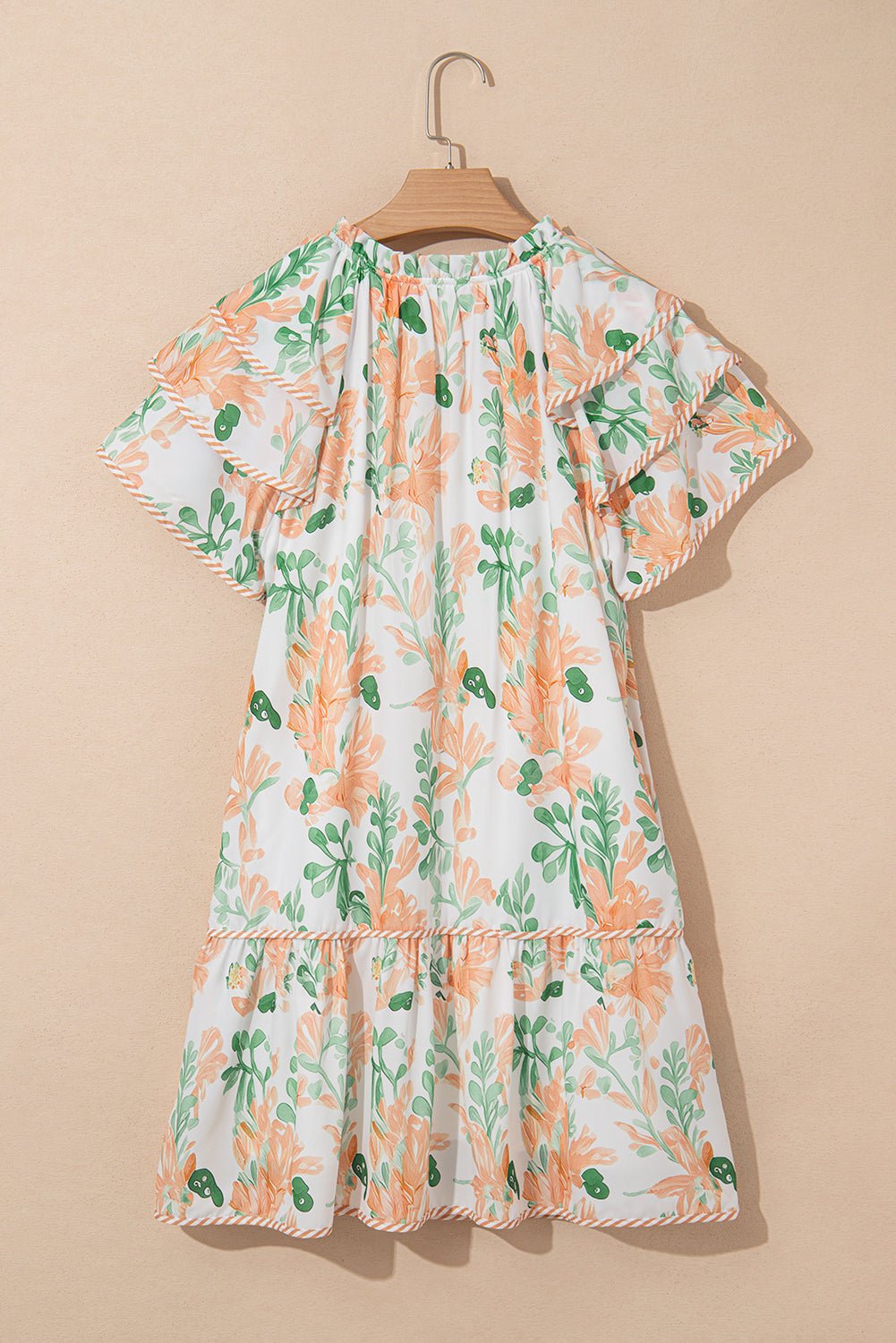 Floral V-Neck Layered Short Sleeve Mini Dress - Rooted & Reckless Co.