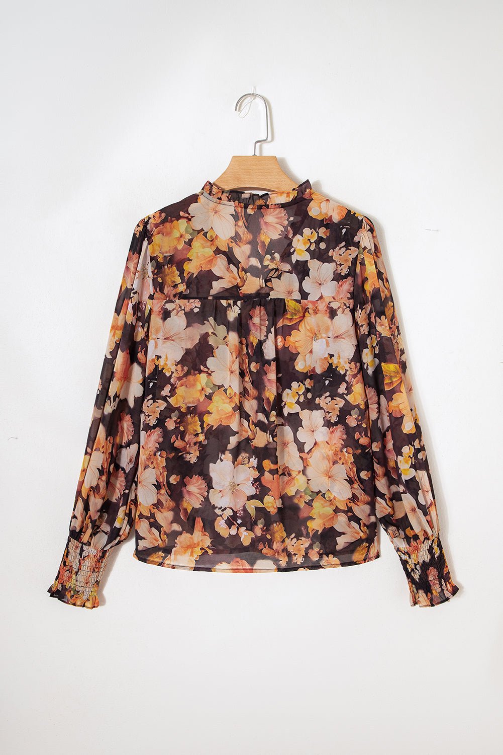 Floral V-Neck Long Puff Sleeve Blouse - Rooted & Reckless Co.