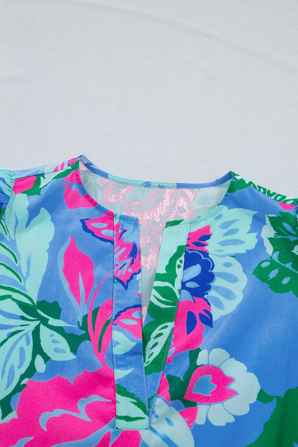 Floral V-Neck Puff Sleeve Blouse - Rooted & Reckless Co.