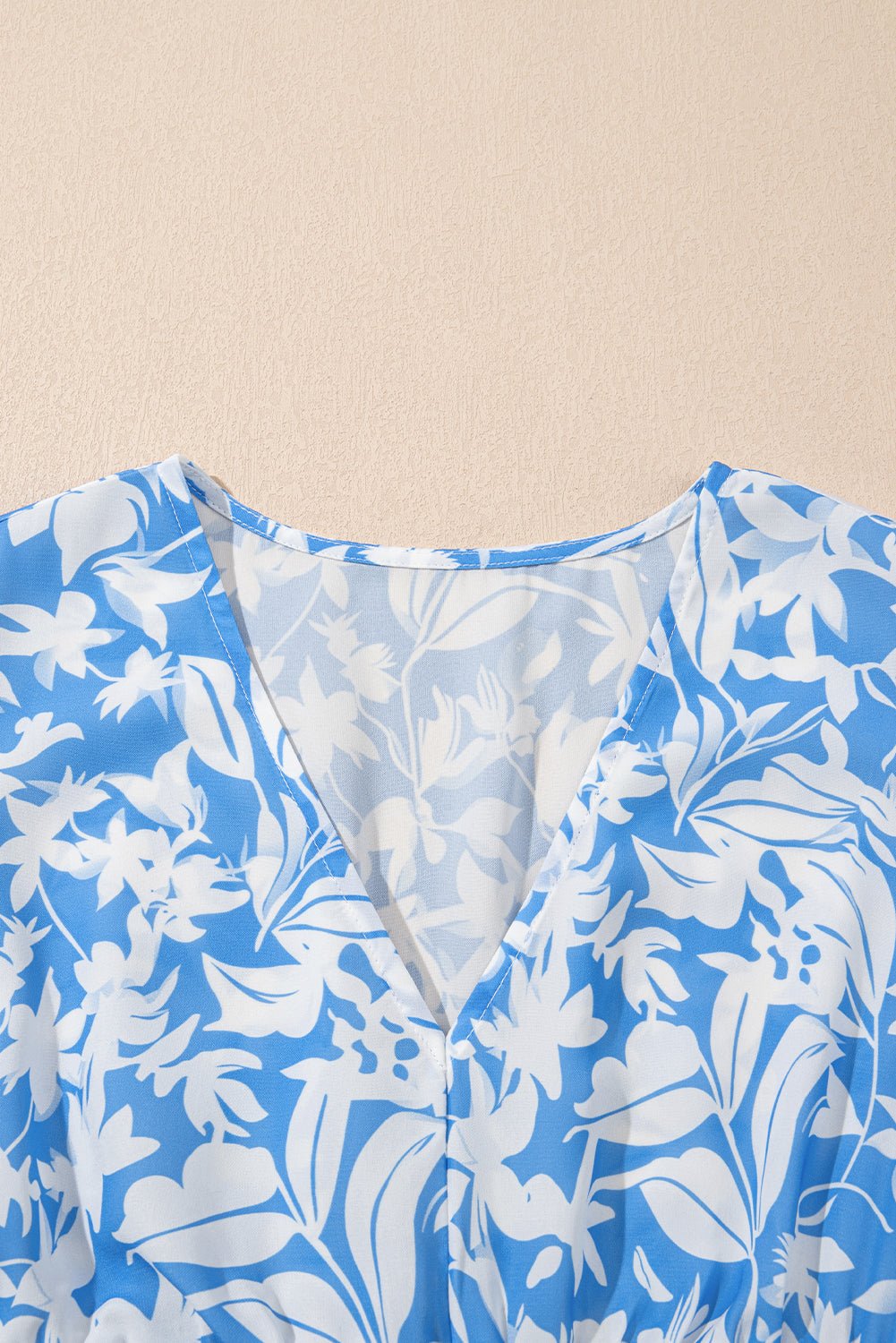 Floral V-Neck Puff Sleeve Flowy Maxi Dress - Rooted & Reckless Co.