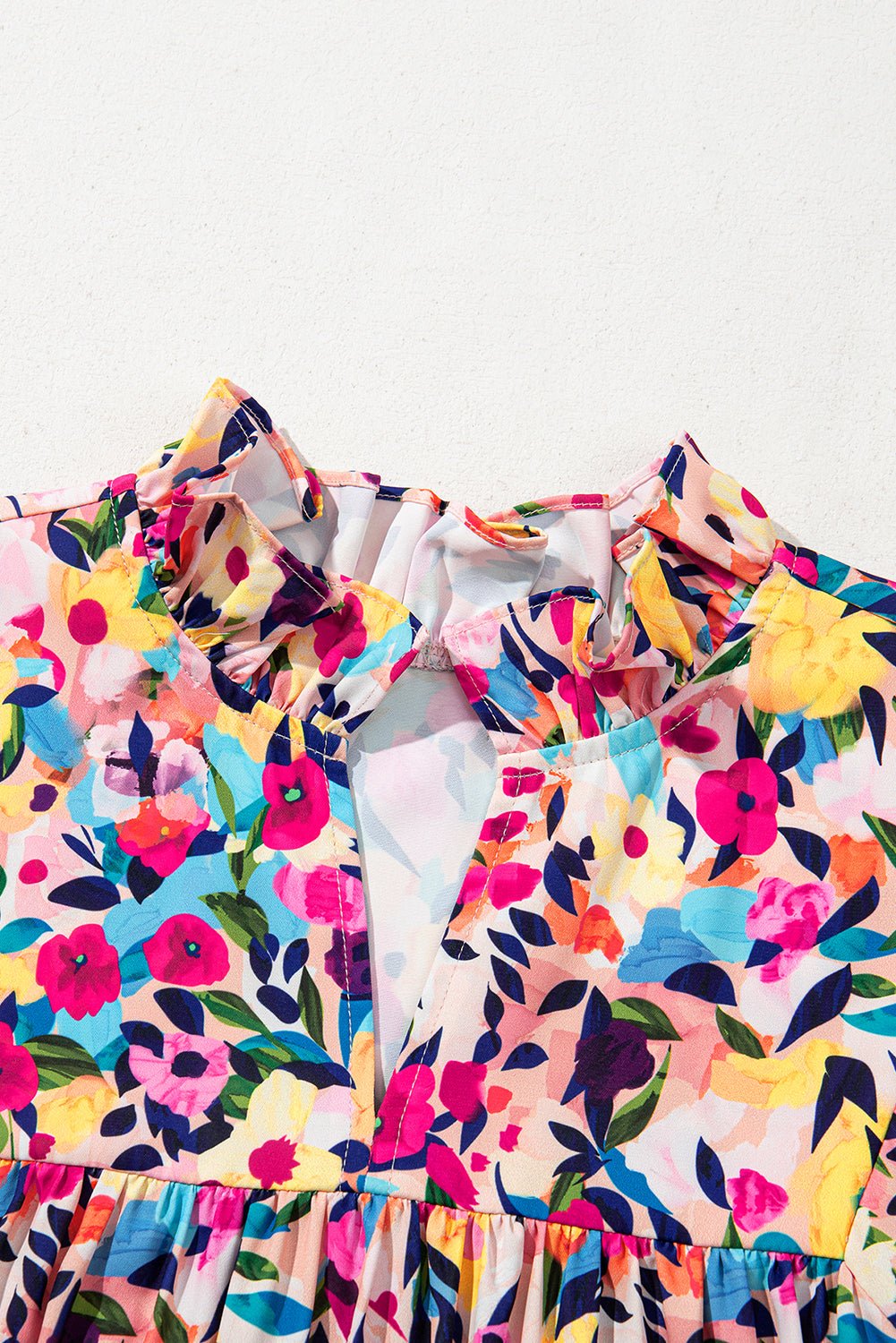 Floral V-Neck Puff Sleeve Mini Dress - Rooted & Reckless Co.