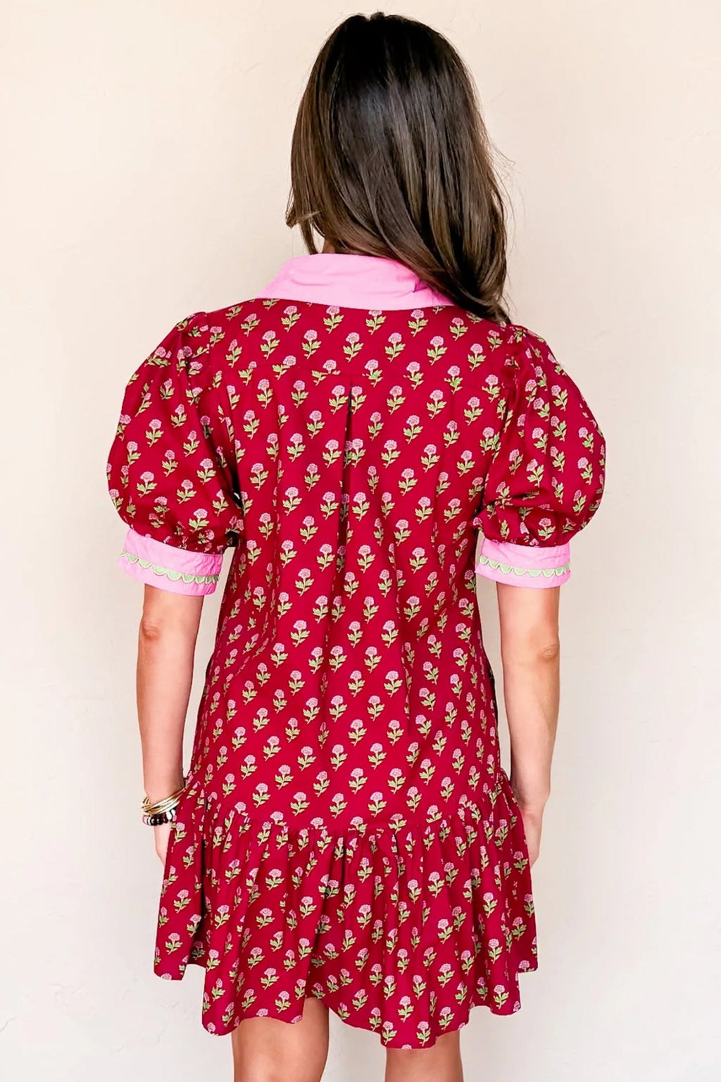 Floral V-Neck Short Bubble Sleeve Mini Dress - Rooted & Reckless Co.