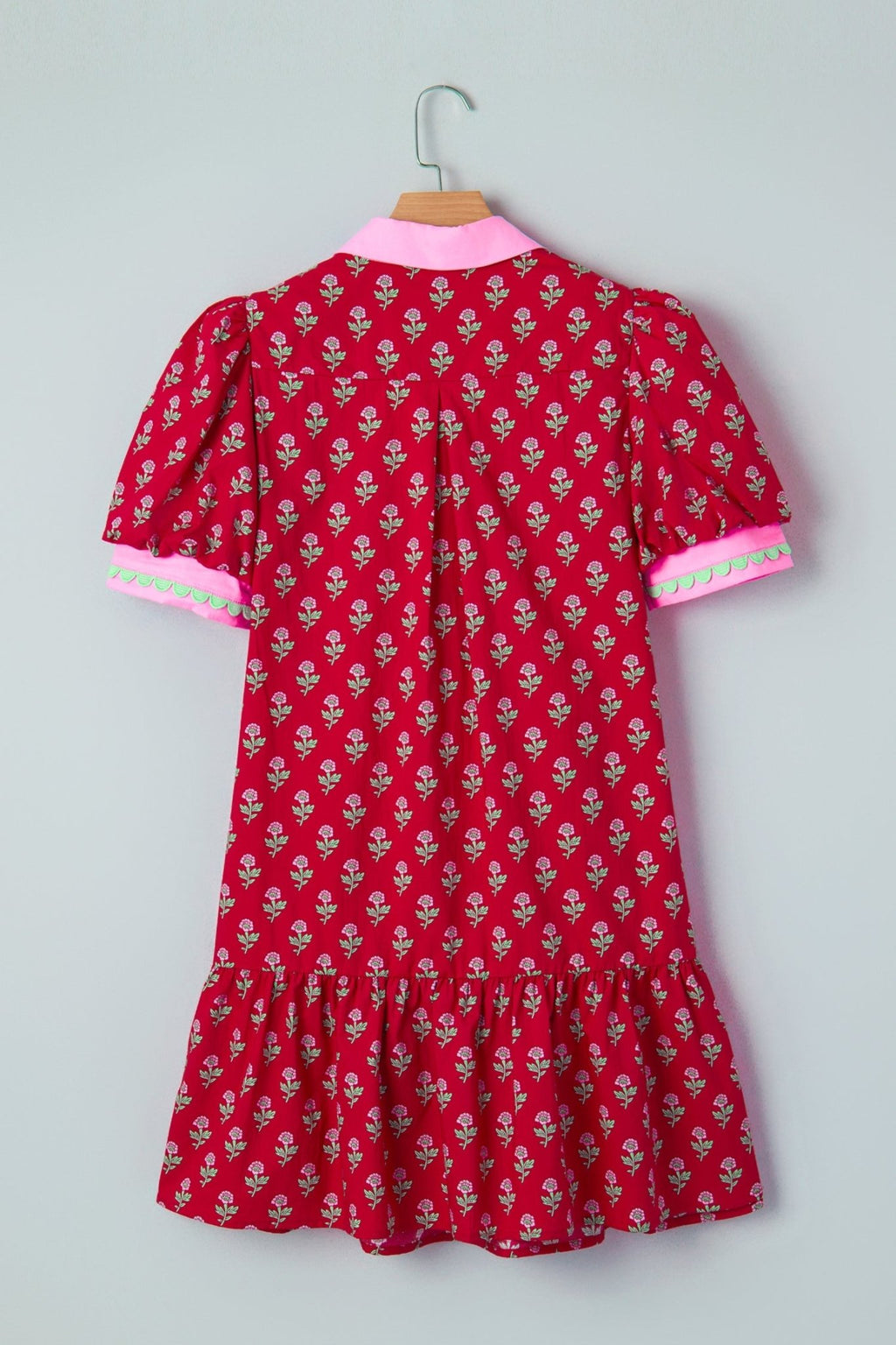 Floral V-Neck Short Bubble Sleeve Mini Dress - Rooted & Reckless Co.
