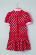Floral V-Neck Short Bubble Sleeve Mini Dress - Rooted & Reckless Co.