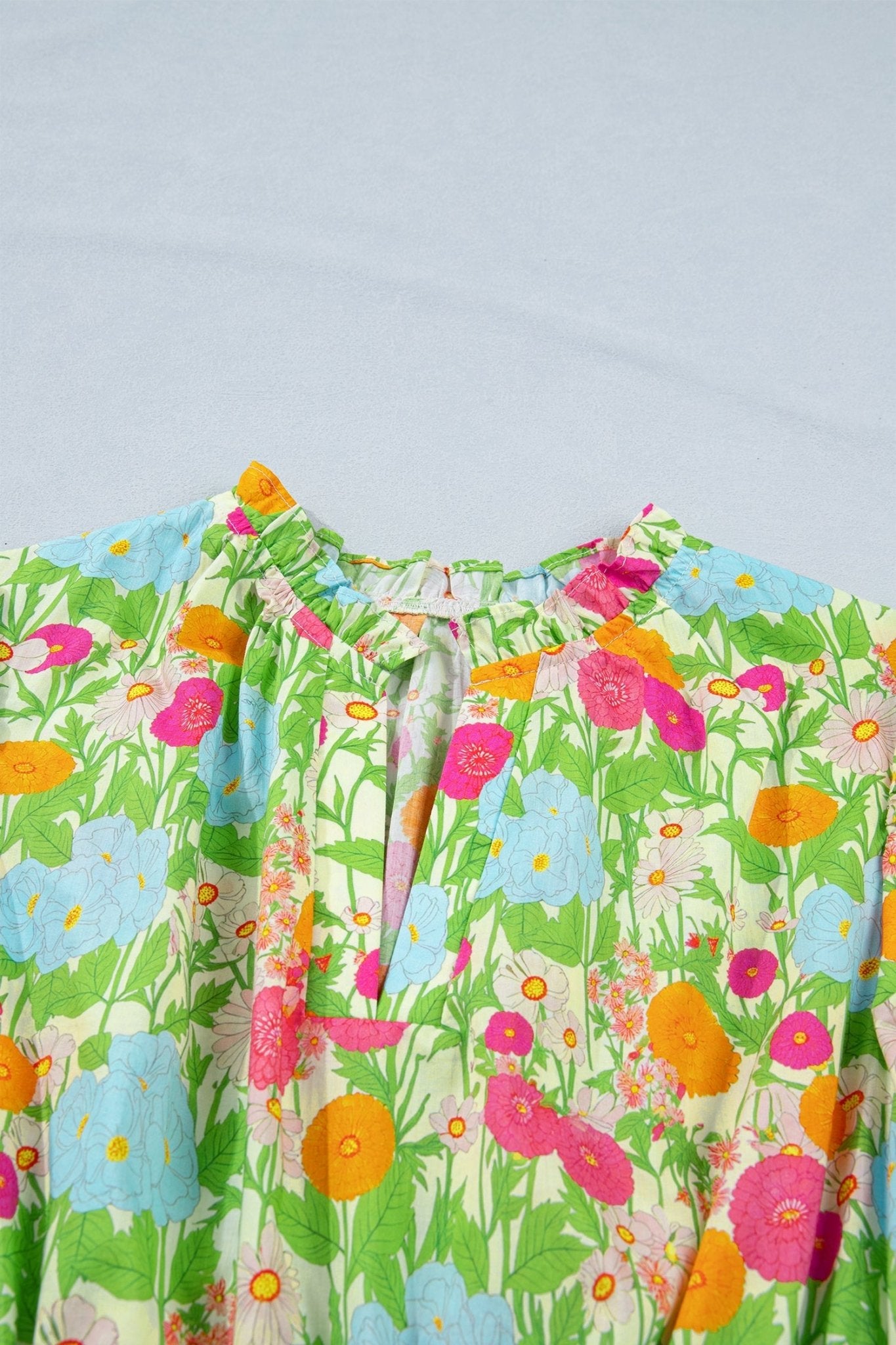 Floral V-Neck Short Puff Sleeve Maxi Dress - Rooted & Reckless Co.