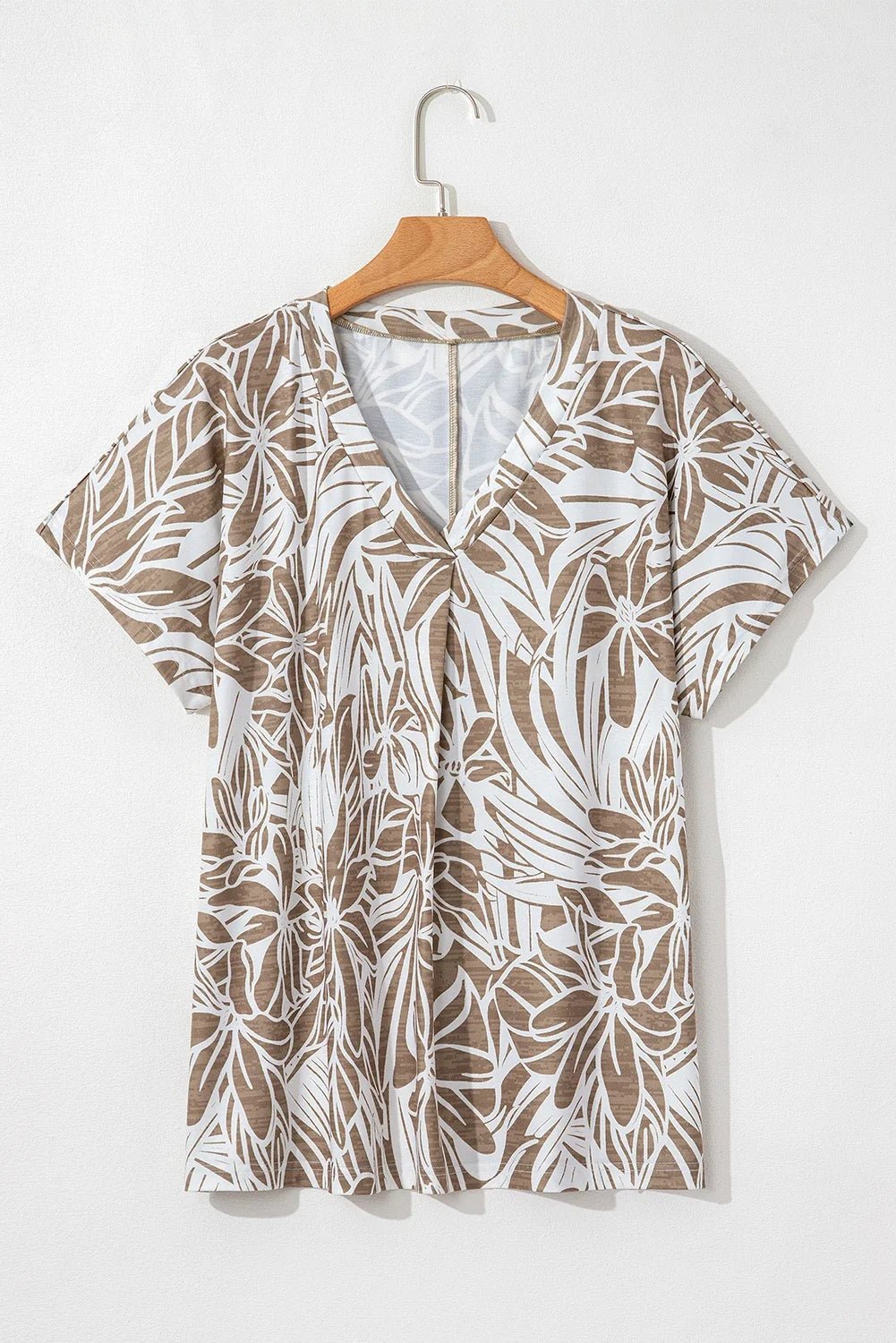 Floral V-Neck Short Sleeve Loose Blouse - Rooted & Reckless Co.