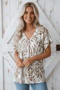Floral V-Neck Short Sleeve Loose Blouse - Rooted & Reckless Co.