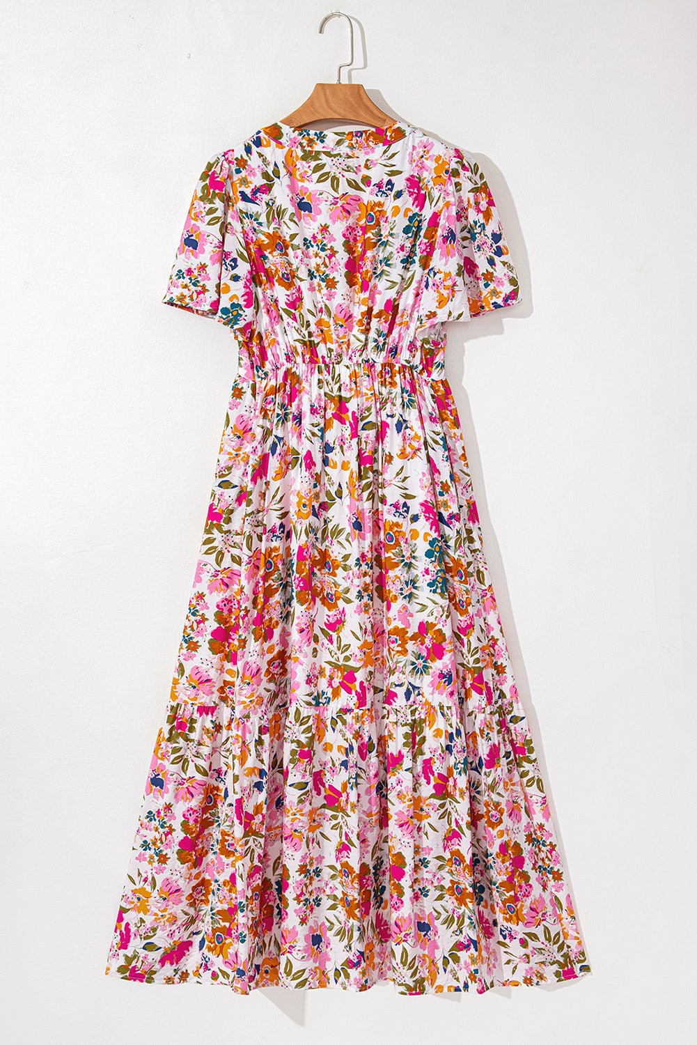 Floral V-Neck Short Sleeve Maxi Dress - Rooted & Reckless Co.