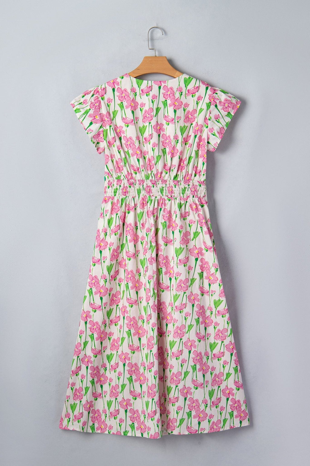 Floral V-Neck Short Sleeve Midi Dress - Rooted & Reckless Co.