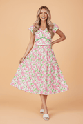 Floral V-Neck Short Sleeve Midi Dress - Rooted & Reckless Co.