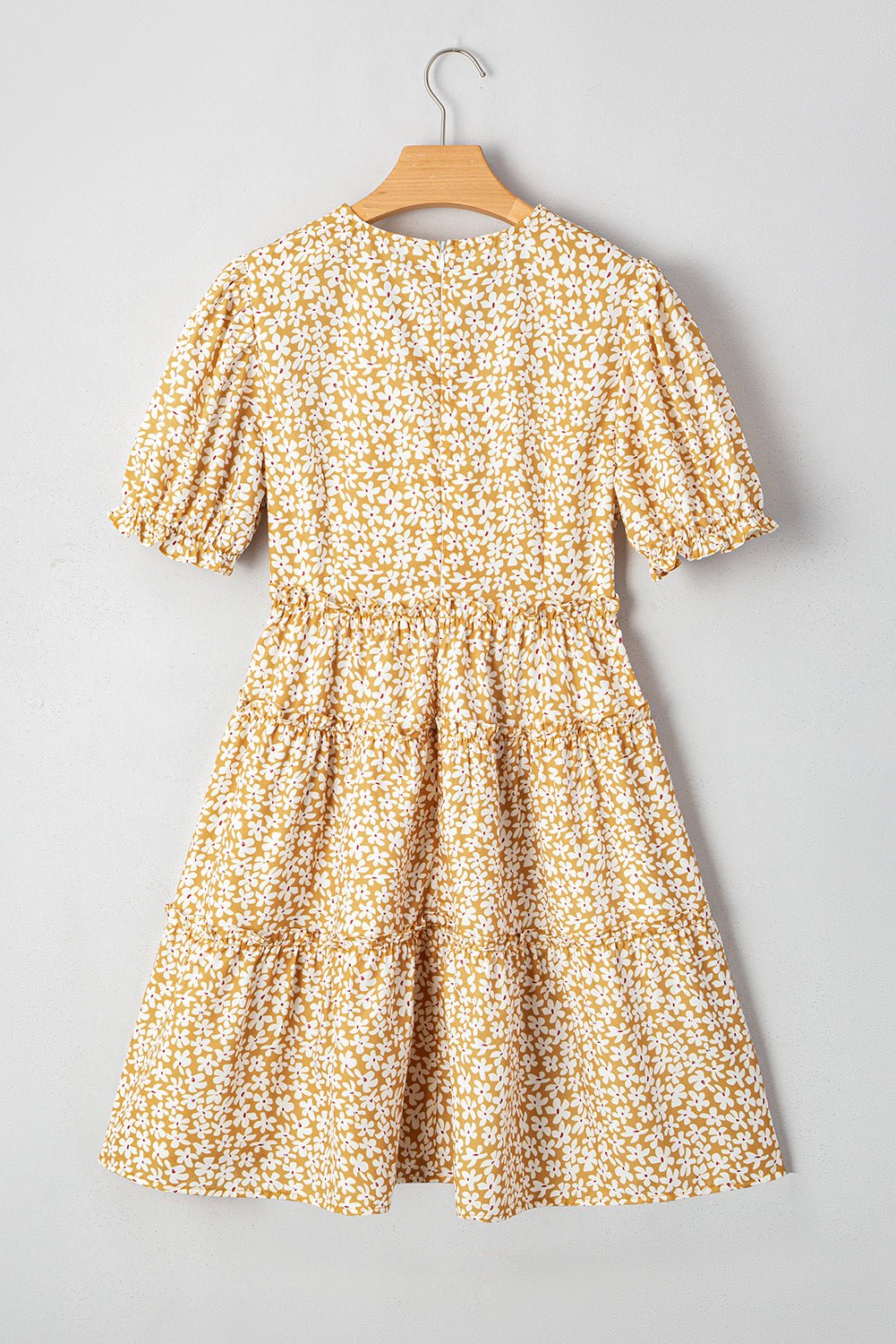 Floral V-Neck Short Sleeve Tiered Mini Dress - Rooted & Reckless Co.