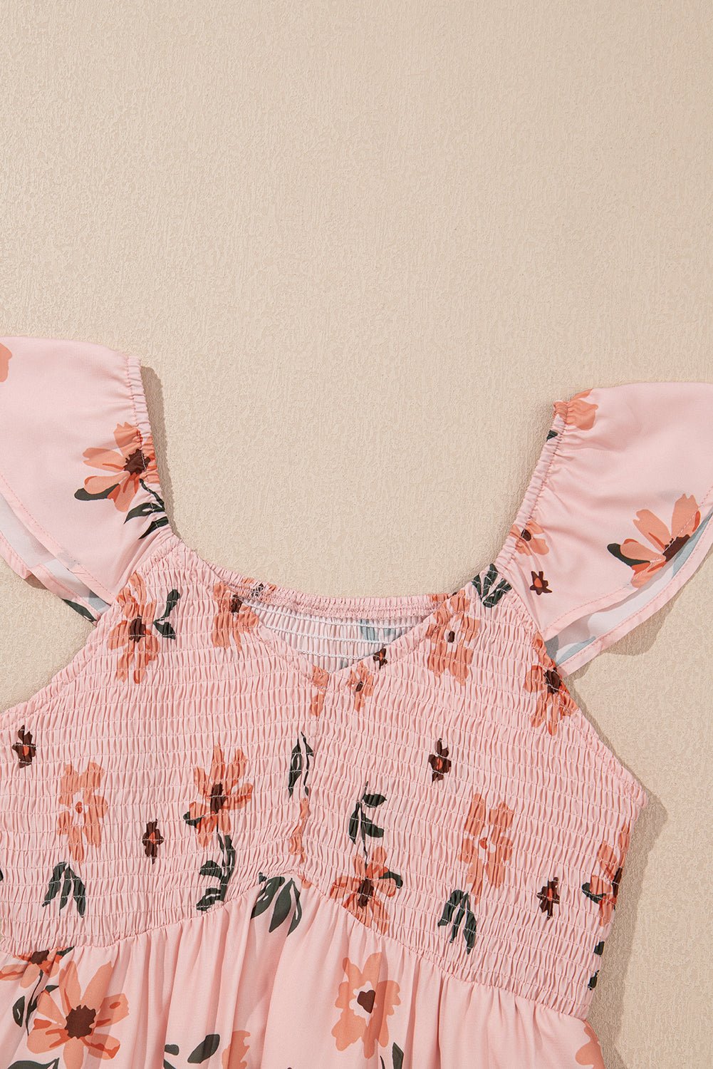 Floral V-Neck Smocked Ruffle Hem Maxi Dress - Rooted & Reckless Co.