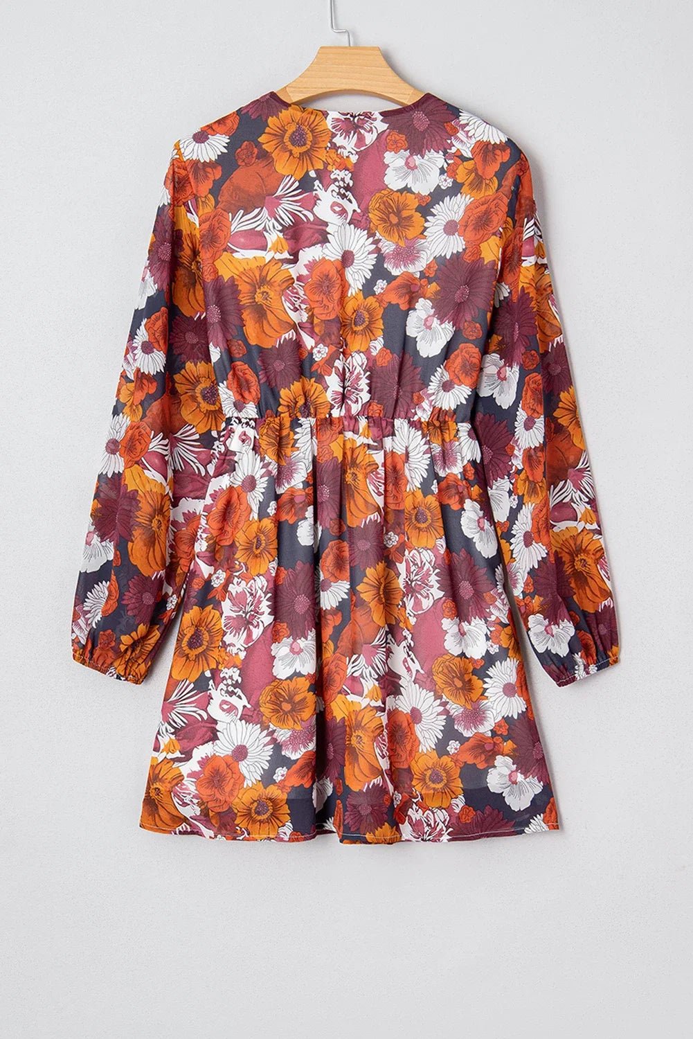 Floral Wrap V-Neck Puff Sleeve Mini Dress - Rooted & Reckless Co.