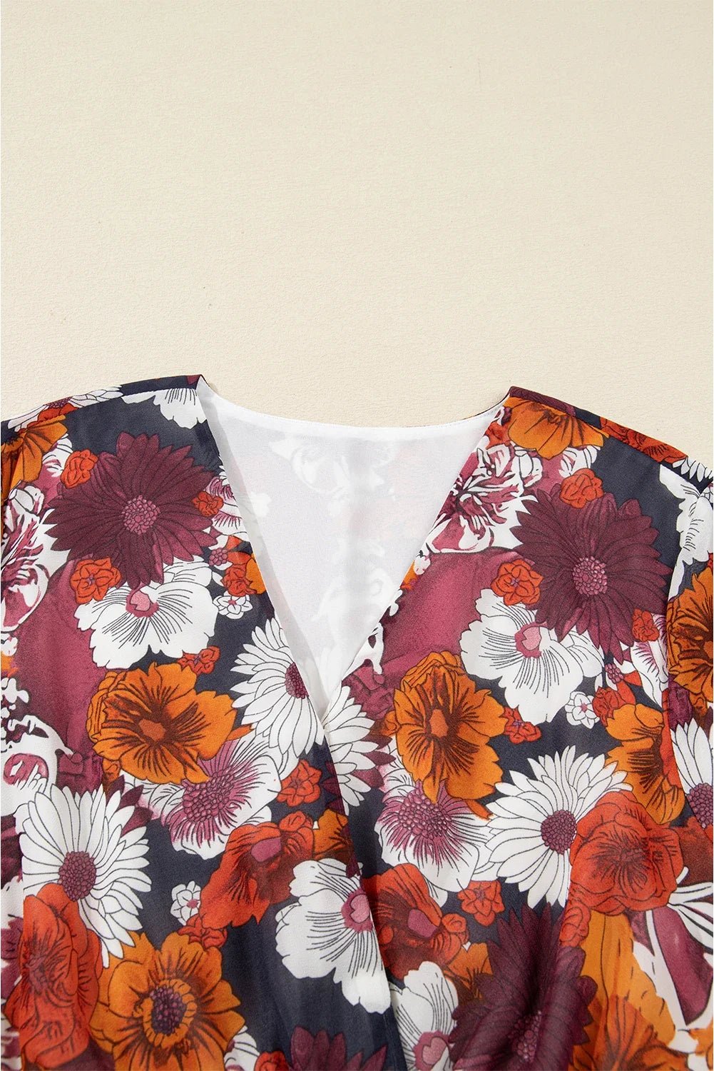 Floral Wrap V-Neck Puff Sleeve Mini Dress - Rooted & Reckless Co.