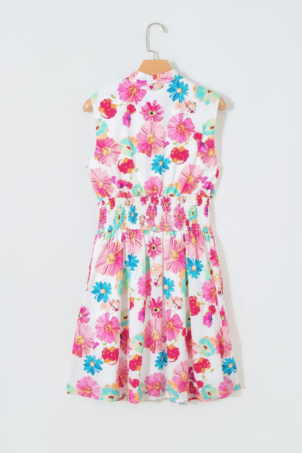 Floral Zip Up V-Neck Smocked Flared Mini Dress - Rooted & Reckless Co.
