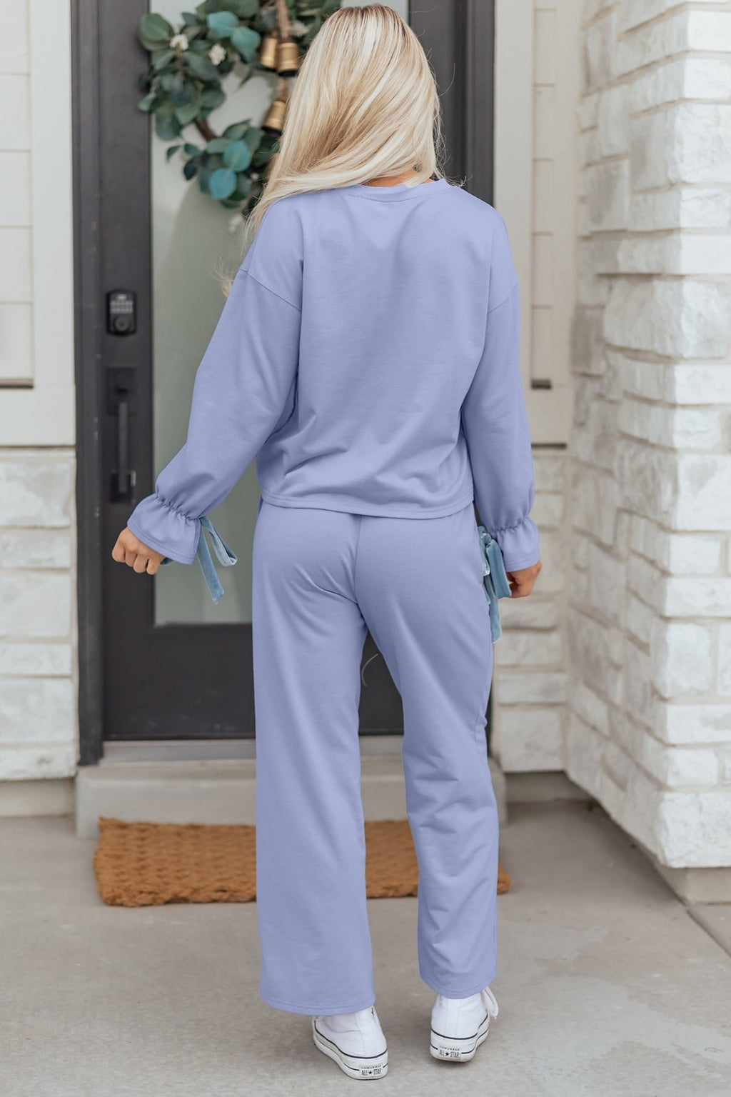 Flounce Long Sleeve Top and Drawstring Pants Set - Rooted & Reckless Co.