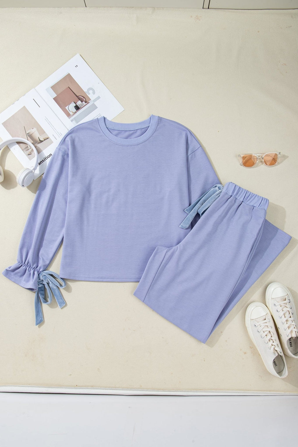 Flounce Long Sleeve Top and Drawstring Pants Set - Rooted & Reckless Co.