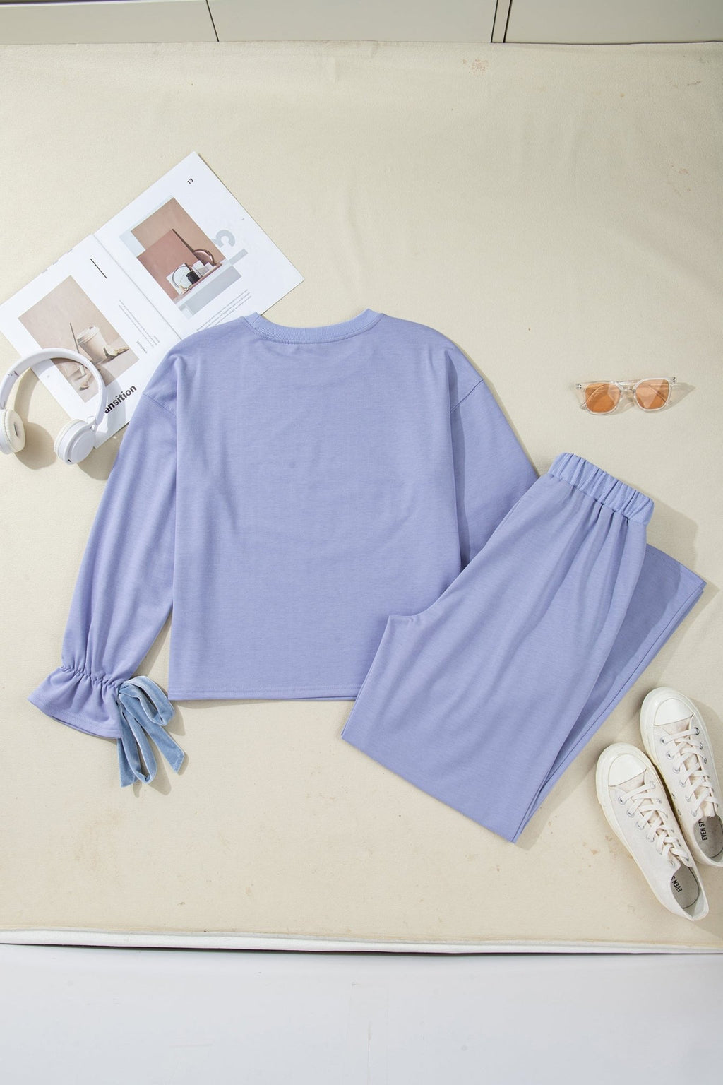 Flounce Long Sleeve Top and Drawstring Pants Set - Rooted & Reckless Co.