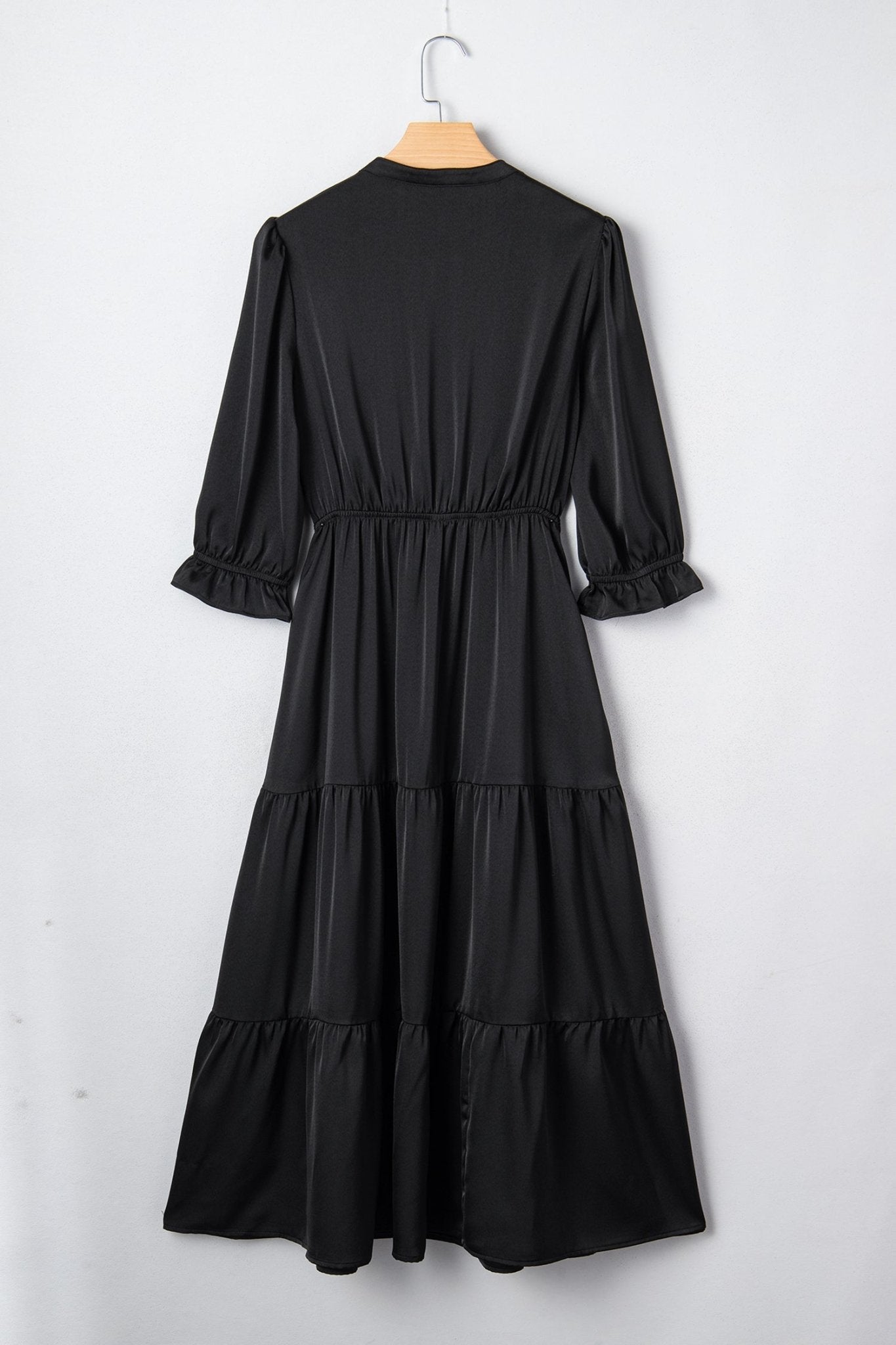 Flounced 3/4 Sleeve Tiered Maxi Dress - Rooted & Reckless Co.