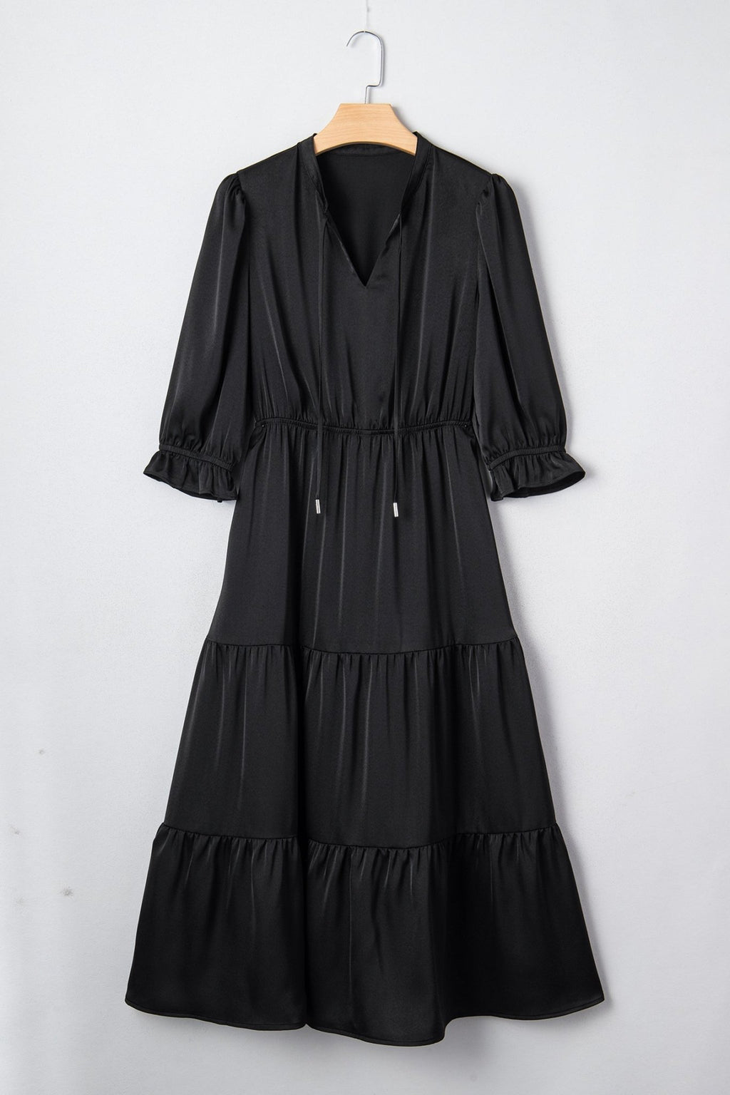 Flounced 3/4 Sleeve Tiered Maxi Dress - Rooted & Reckless Co.