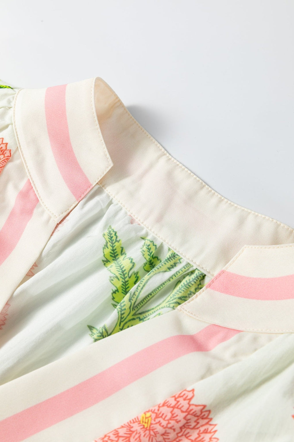 Flower Contrast V-Neck 3/4 Sleeve Blouse - Rooted & Reckless Co.