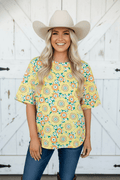 Flower Drop Shoulder Short Sleeve T-Shirt - Rooted & Reckless Co.