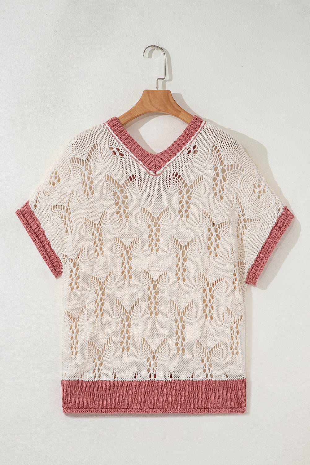 Flower Embroidered Colorblock Edge Hollowed Sweater - Rooted & Reckless Co.