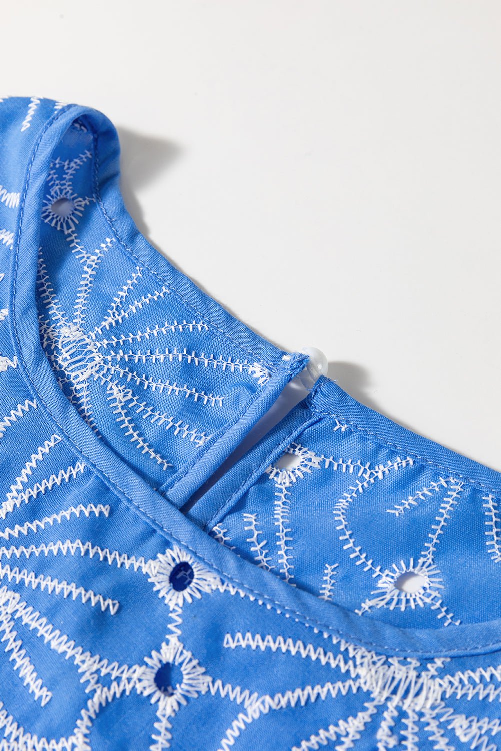 Flower Embroidered Eyelet Frilled Puff Sleeve Blouse - Rooted & Reckless Co.