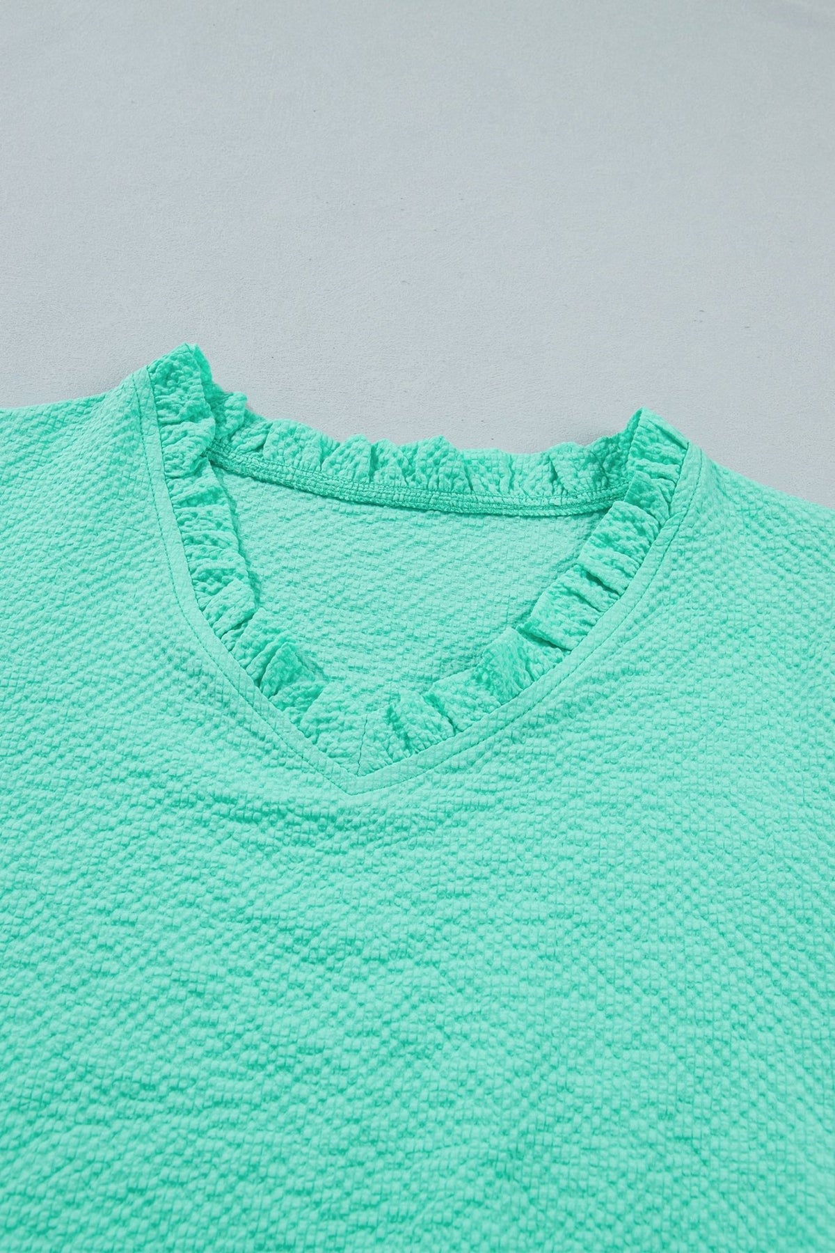 Flower Embroidered Puff Sleeve Frilled V-Neck Blouse - Rooted & Reckless Co.