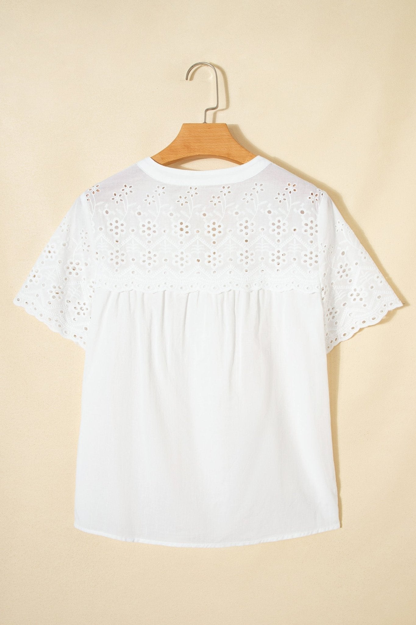 Flower Eyelet Embroidered Patchwork Sheer Shirt - Rooted & Reckless Co.