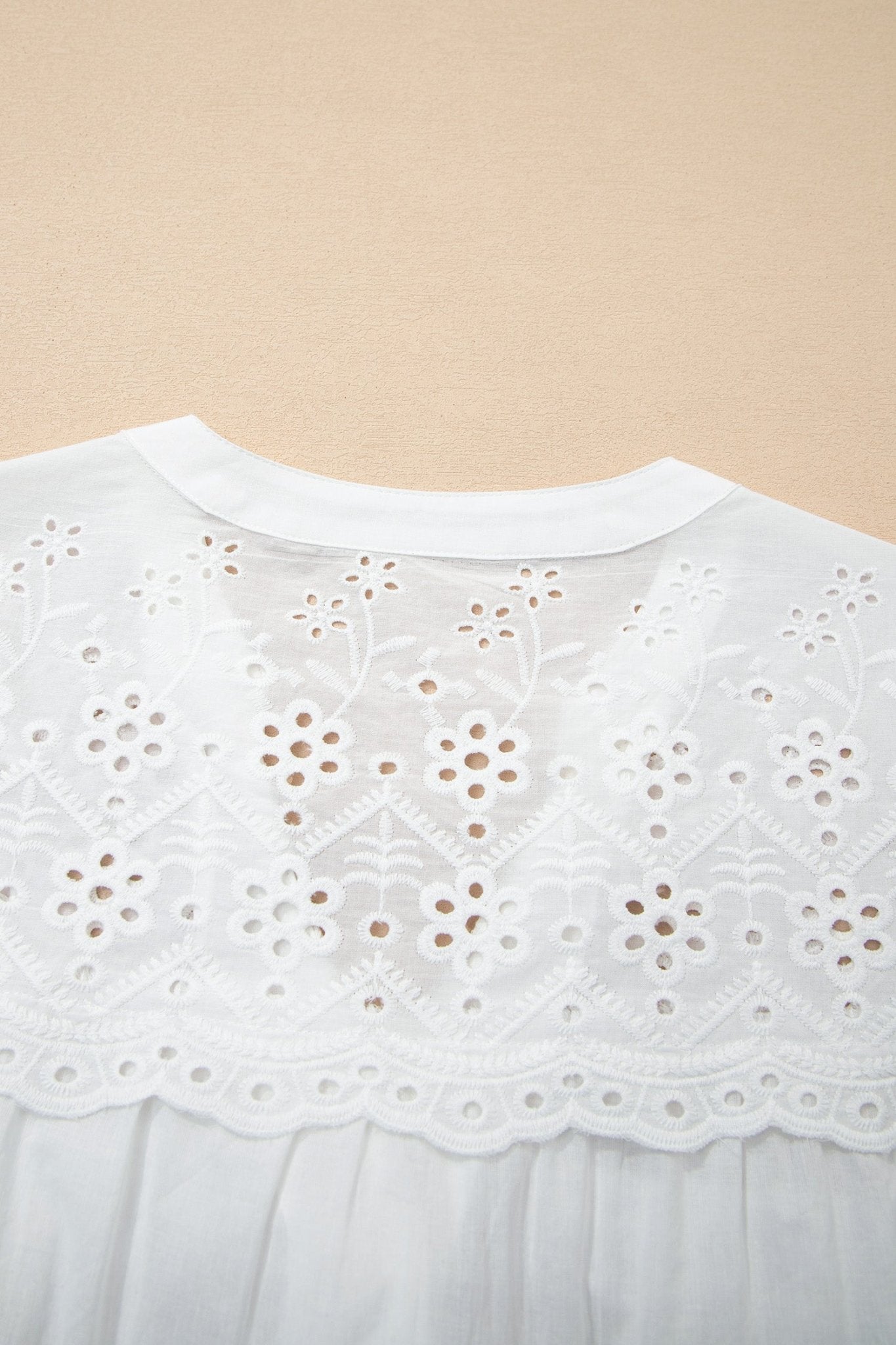 Flower Eyelet Embroidered Patchwork Sheer Shirt - Rooted & Reckless Co.