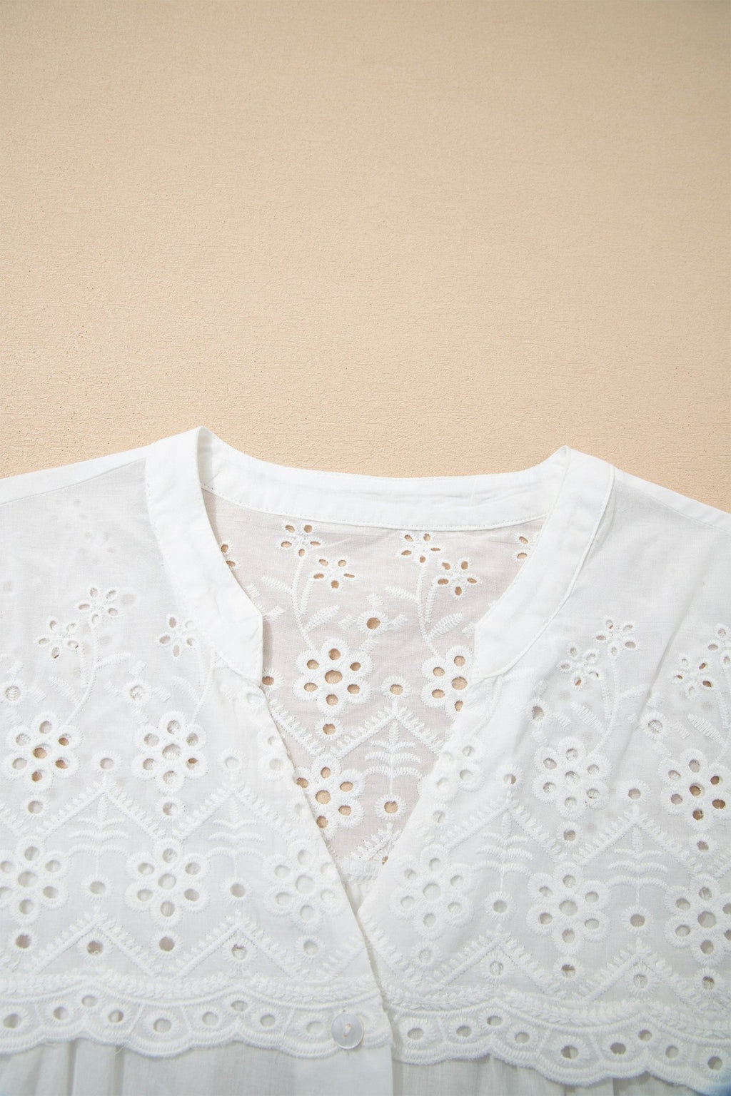 Flower Eyelet Embroidered Patchwork Sheer Shirt - Rooted & Reckless Co.